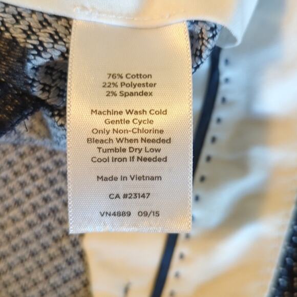 Talbot's Navy White Pin Dot Cotton Stretch High Rise Straight Leg Pant Size 14 - Picture 7 of 14